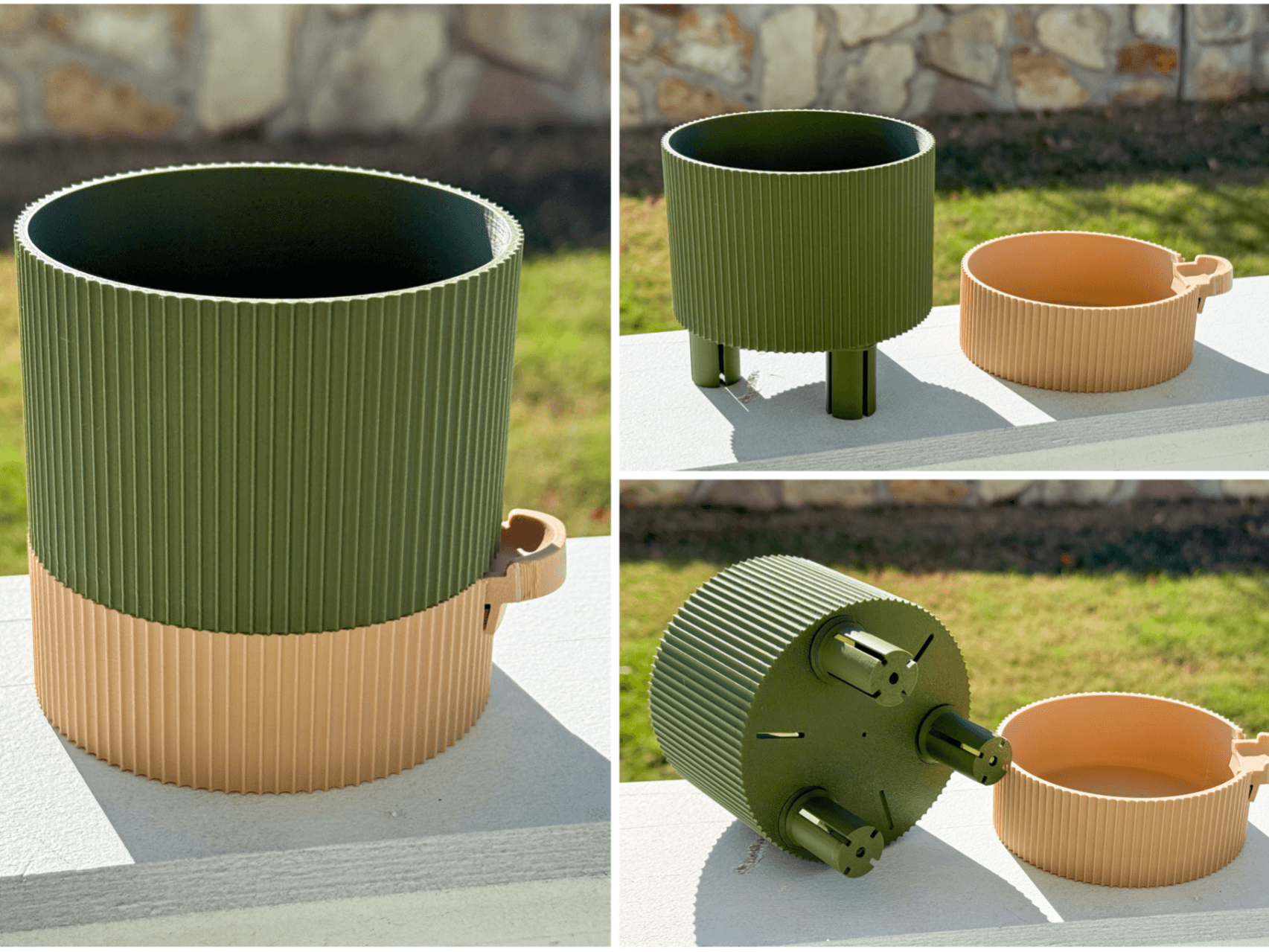 Cache-pot Auto-arrosant Nervuré
